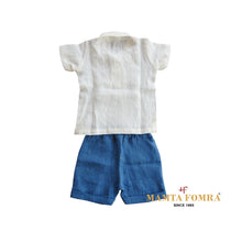 Load image into Gallery viewer, Customized Linen Off White and Royal Blue vest &amp; tie set
