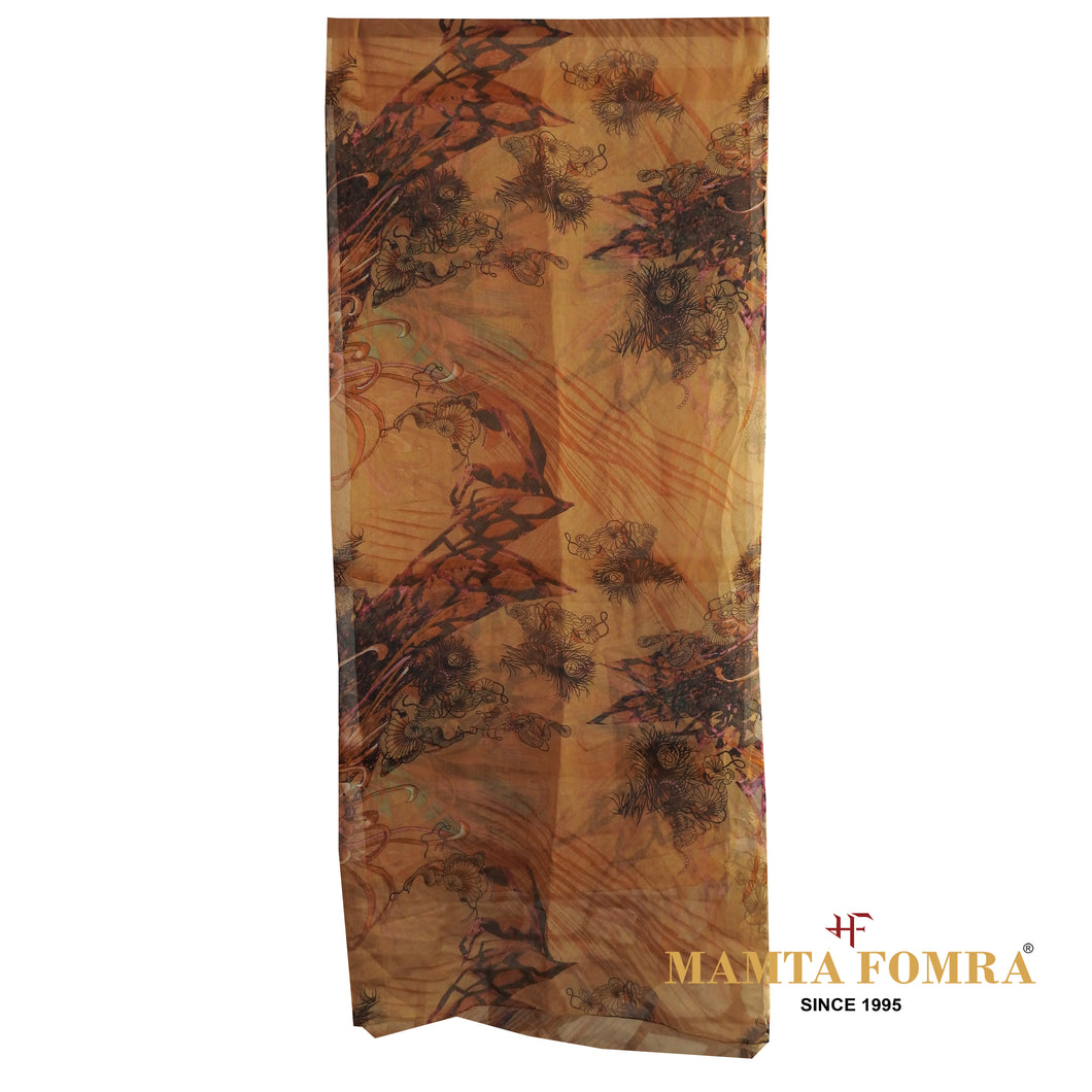 Brown lightweight, semi-transparent fabric stole