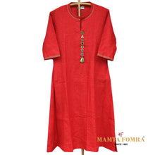 Load image into Gallery viewer, Red Linen Hand Embroidered Kurta
