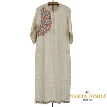 Load image into Gallery viewer, Light Beige Hand Embroidered Linen Kurta
