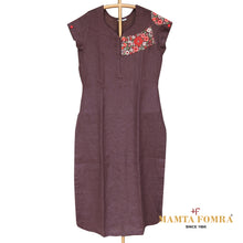 Load image into Gallery viewer, Brown Linen Han Embroidered Kurta
