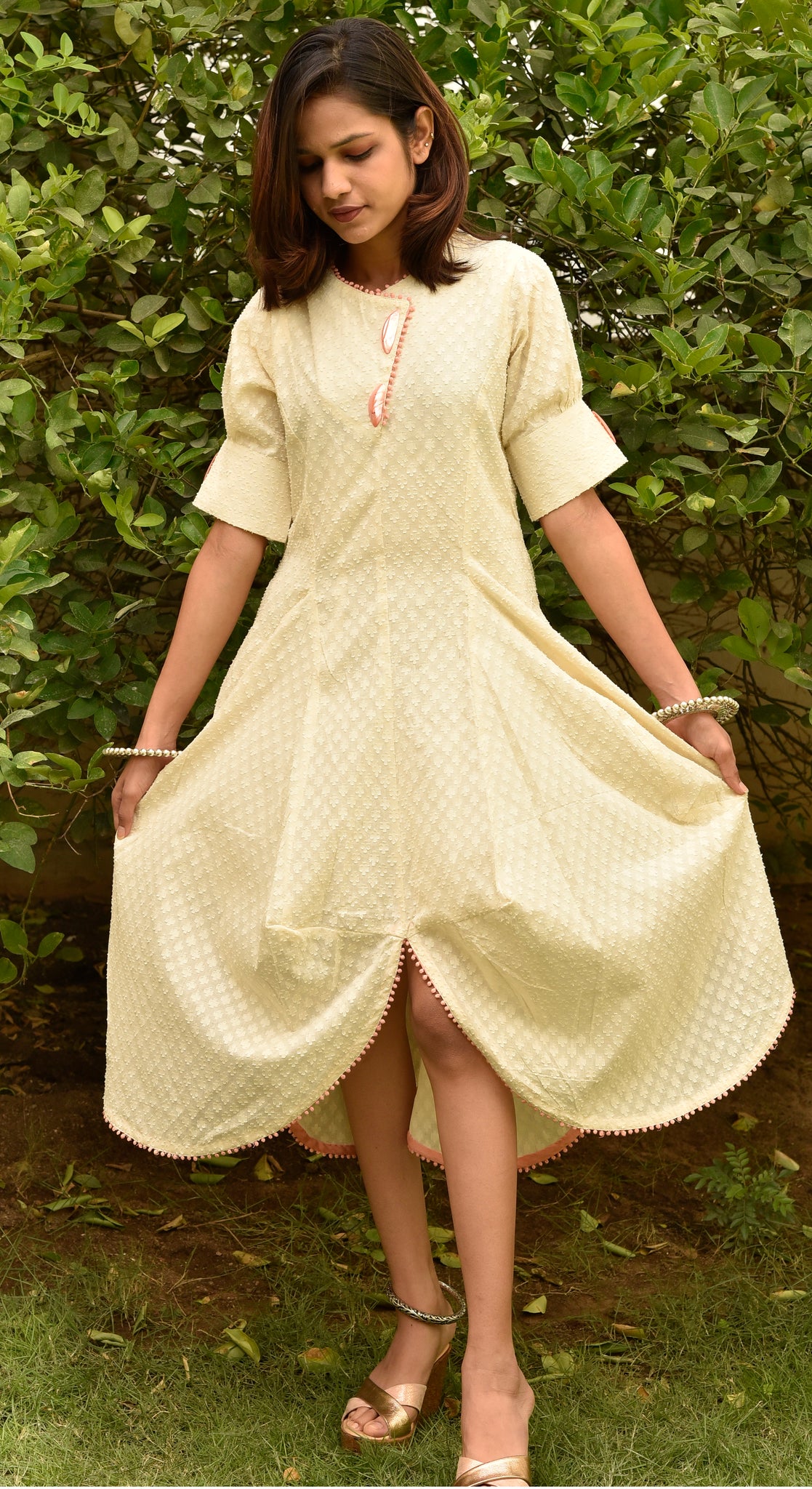 Buy KNITTED FISHTAIL MIDI OFF-WHITE DRESS for Women Online in India